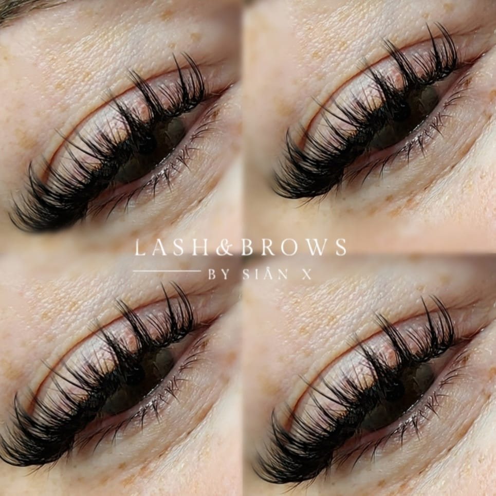 Four views of a finished lash set